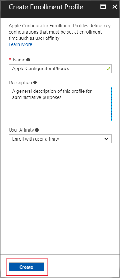 “创建注册配置文件”窗格的屏幕截图，其中已选中“基本信息”选项卡。