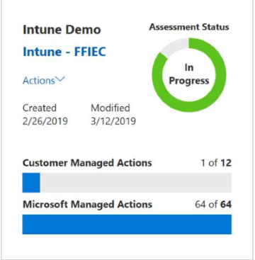 查看 FFIEC 的示例Intune评估，包括客户操作和 Microsoft 操作