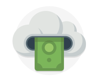 Paper bills and a cloud representing cost-effectiveness