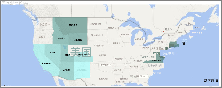 不同的州着不同颜色的地图图像。