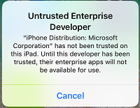 iOS 应用消息 - 不受信任的企业级开发版