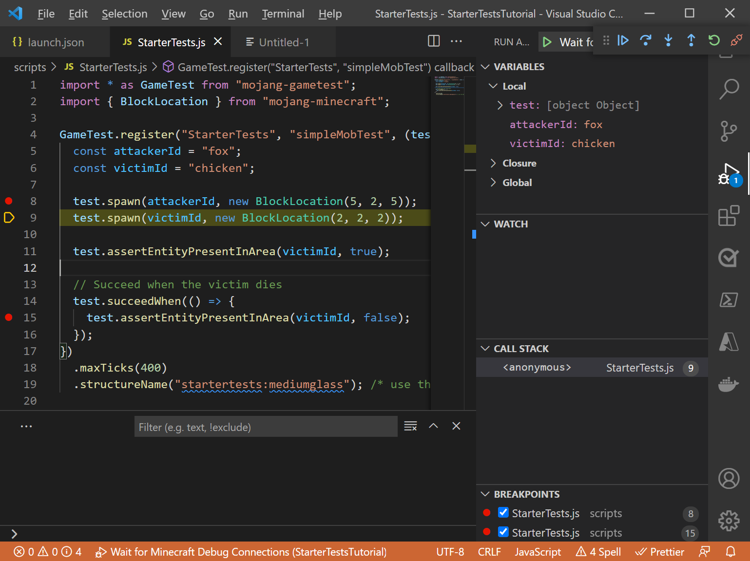 Visual Studio Code 中的断点和局部变量