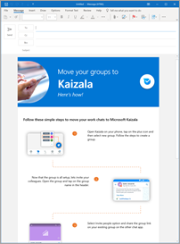 Screenshot of the Move your groups to Kaizala email template.
