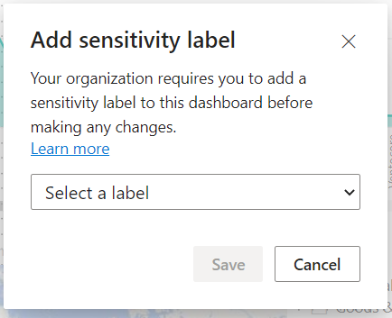 Screenshot of the Add sensitivity label dialog.