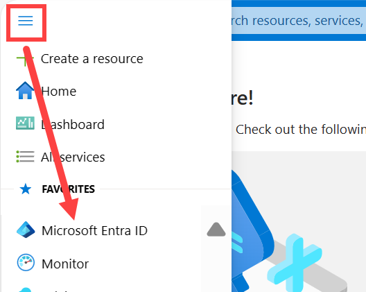 显示 Microsoft Entra ID 选项的屏幕截图。