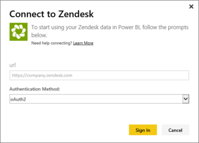 Screenshot of Zendesk sign-in dialog.