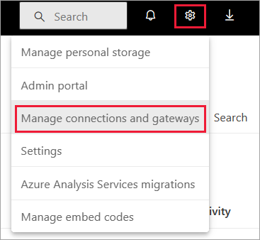 Screenshot showing Manage connections option.