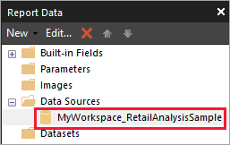 Dataset under Data Sources in the Report Data pane