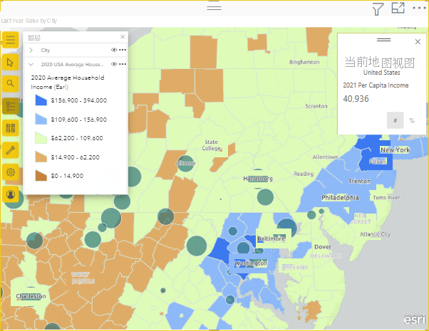 Screenshot shows Regional sales by size compared to US Census data.