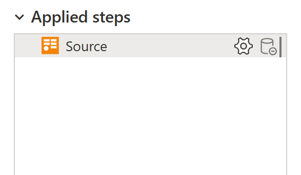 “已应用的步骤”列表的屏幕截图，其中包含显示了删除到末尾后的剩余步骤的步骤。