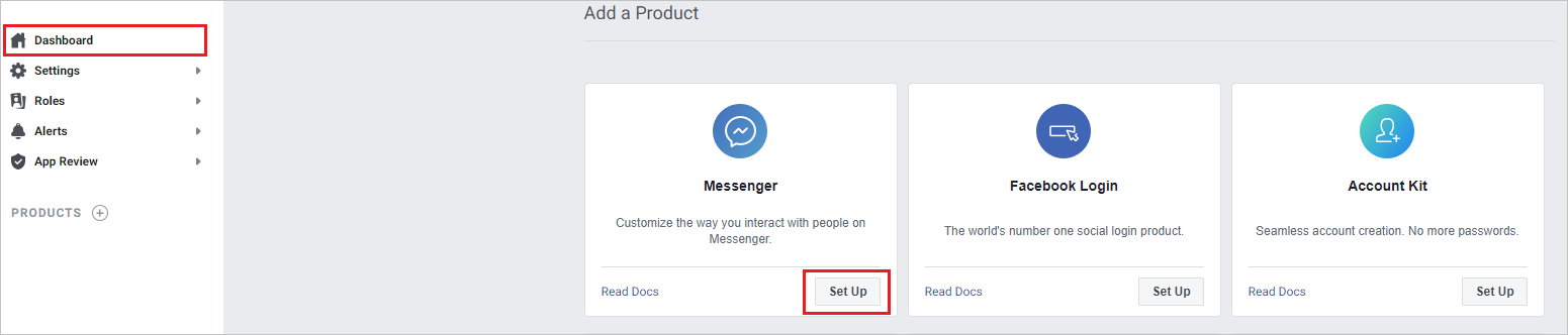 添加 Messenger 产品。