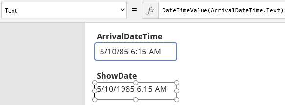在 PowerApps 中显示文本以及设置日期和时间