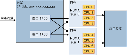 多个端口连接到所有可用的 NUMA 节点