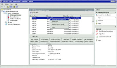 Figure 3 Mobile Device Manager Console