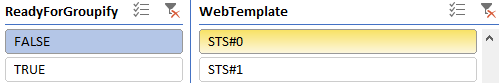STS#1 上的 Web 模板筛选器 - 未就绪