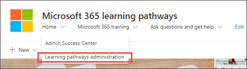 Microsoft 365 学习中心管理页面的图像。