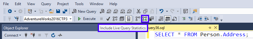 "Real-time statistics query" button on the toolbar