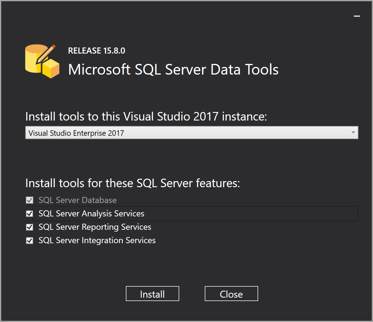 下载 SQL Server Data Tools (SSDT) for Visual Studio 2019