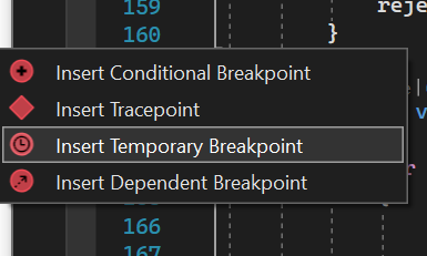 Temporary breakpoint context
