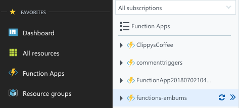 Azure Functions 菜单
