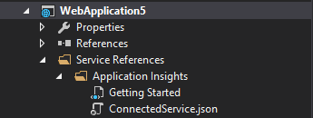 View Getting Started information for Application Insights from a Project's Service Reference folder.