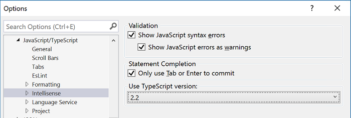 TypeScript Version Selection