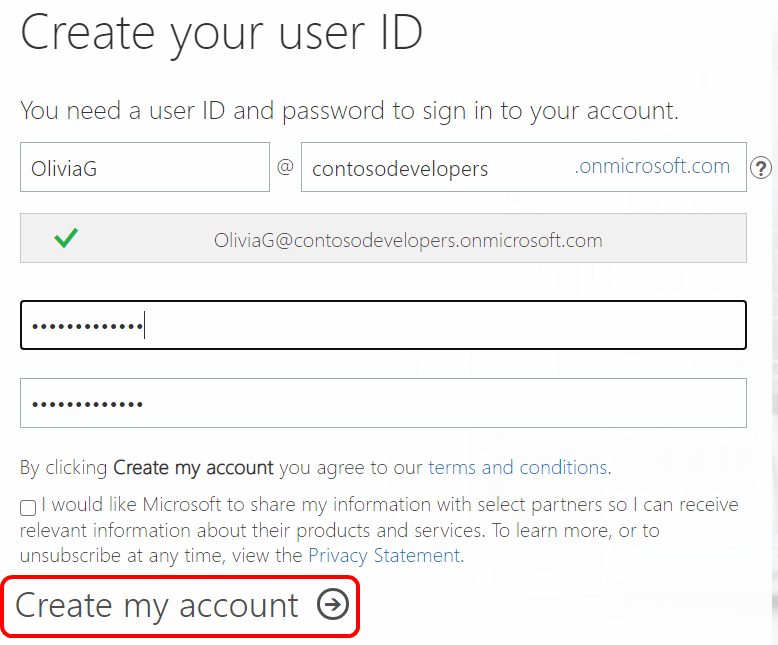 Microsoft 365 应用企业版用户 ID 创建