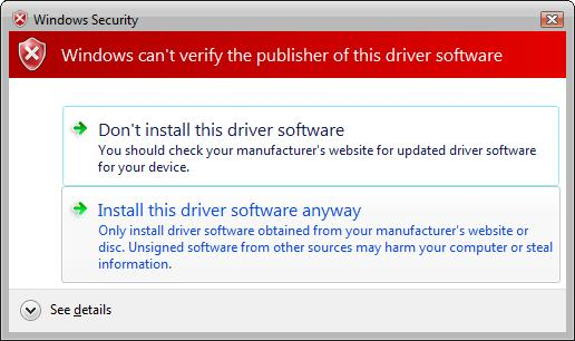 显示 Windows 安全警告对话框的屏幕截图。