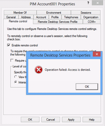 Screenshot that shows the Access Denied error.