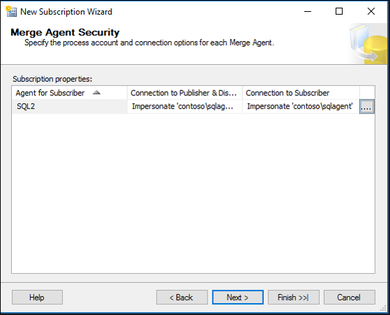 Screenshot that shows the Merge Agent Security screen.