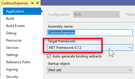 .NET Framework version 4.7.2 for the project