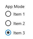 Screenshot of three radio buttons with the third one selected.