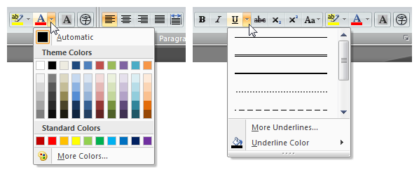 颜色和文本选项的屏幕截图 