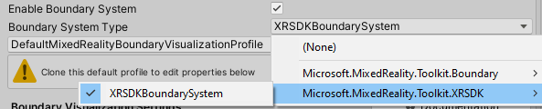 XR SDK boundary settings