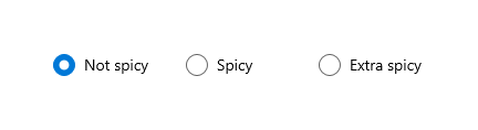 具有三个选项的单选按钮组：“不辣”、“辛辣”和“超辣”