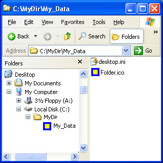 screen shot of custom icon replacing folder icon