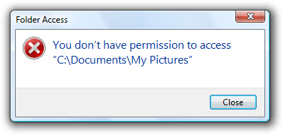 Screen shot of message: You don't have permission 