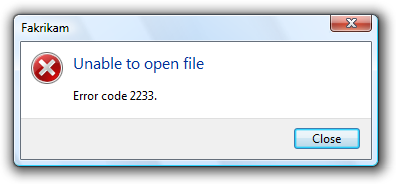 消息屏幕截图：无法打开文件 