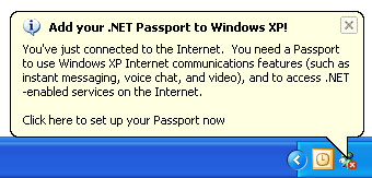 "添加 .net passport"通知的屏幕截图 