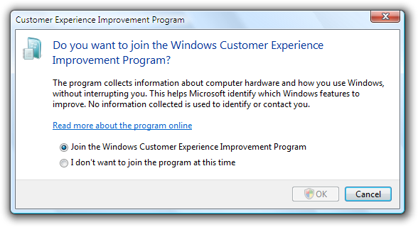 有关加入 Windows 程序的消息的屏幕截图 
