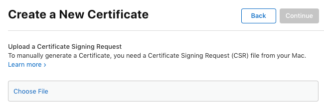 Upload a certificate request