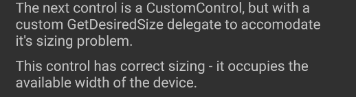 使用自定义 GetDesiredSize 委托的 Android CustomControl