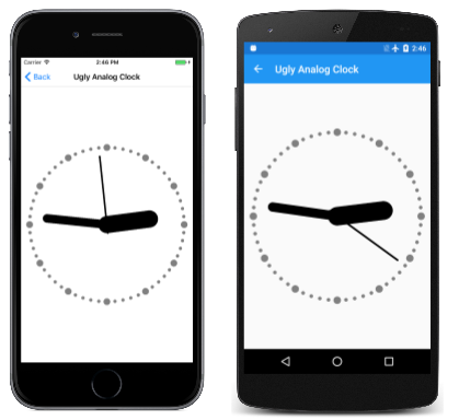 Triple screenshot of the Ugly Analog Clock Text page