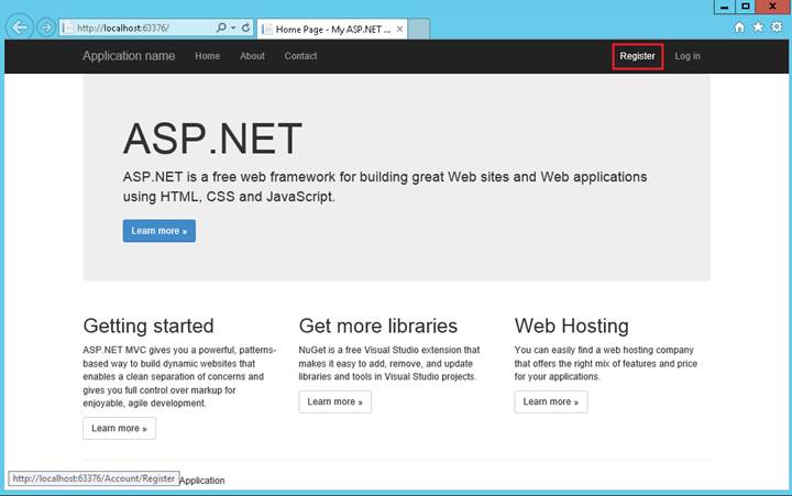 S P 點 NET 網站的螢幕擷取畫面，其中右上方功能表中已醒目提示 [註冊] 索引標籤。