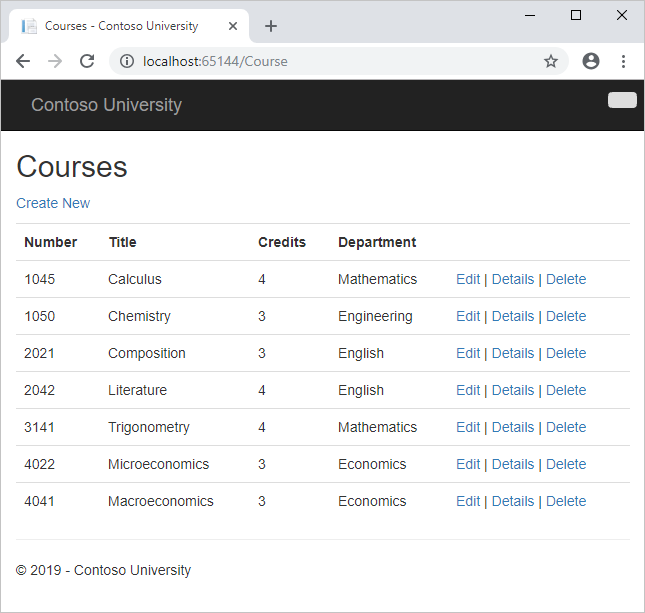 顯示 [課程] 頁面的螢幕擷取畫面，其中包含課程清單。