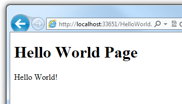 在瀏覽器中執行的 「Hello World」 頁面