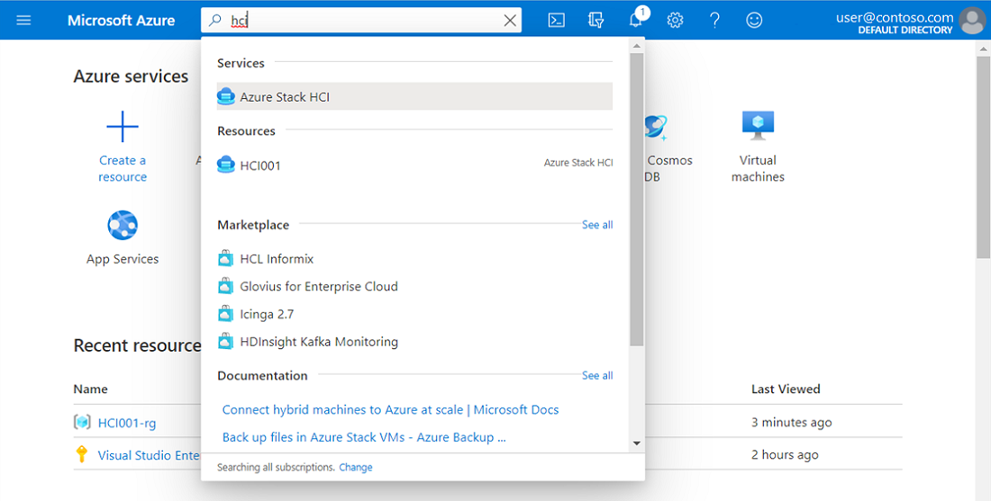 Search Azure portal for hci to find your Azure Stack HCI resource