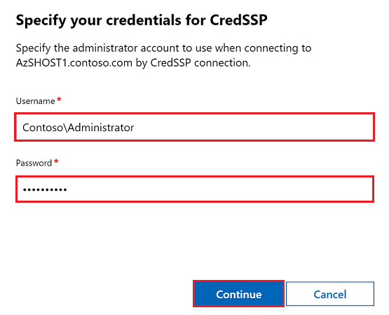 CredSSP 提示管理帳戶