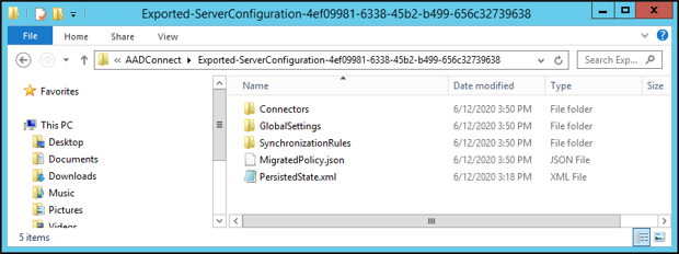 顯示複製 Exported-ServerConfiguration-* 資料夾的螢幕快照。