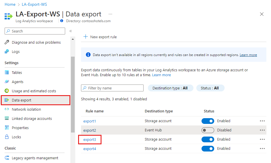 export rules view
